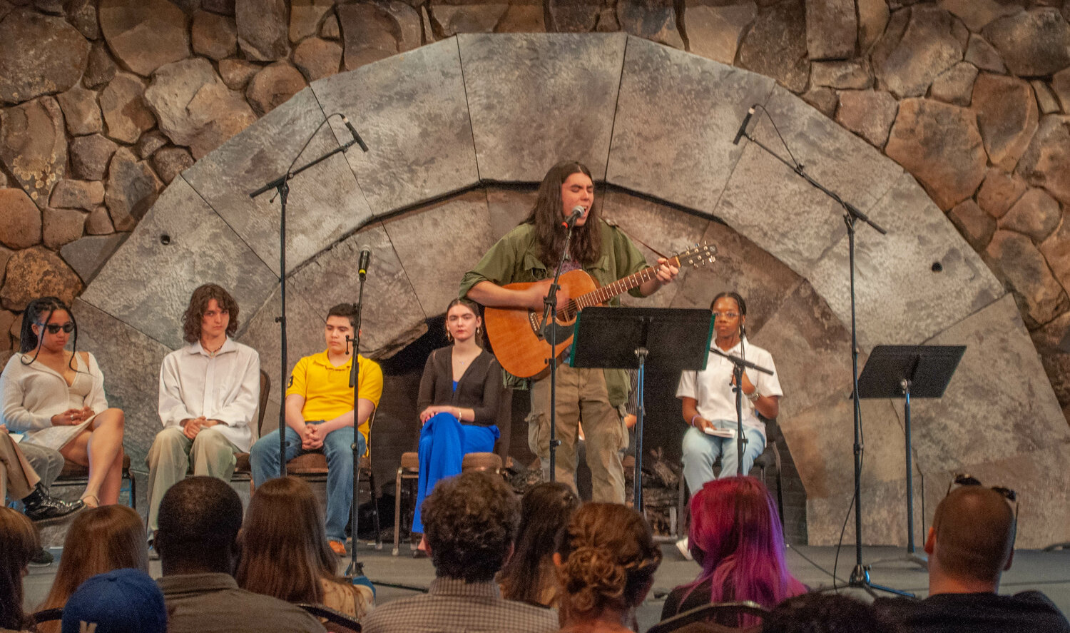 During the Youth Poetry Festival held at Bethel Woods last weekend, the audience was also treated to a variety of musical performances by students, including Sullivan West's Henry Simon, pictured here performing Neil Young's "Old Man."